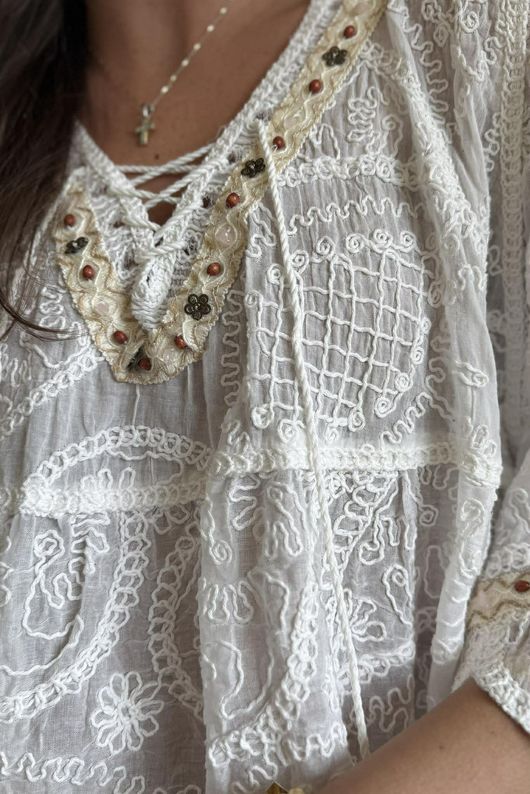 Sera Cotton Smock Warm White